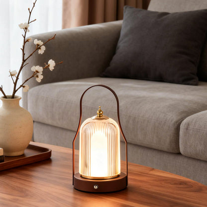 Portable Rechargeable LED Lantern with Brass Handle – Touch Control Cordless Table Lamp for Indoor & Outdoor