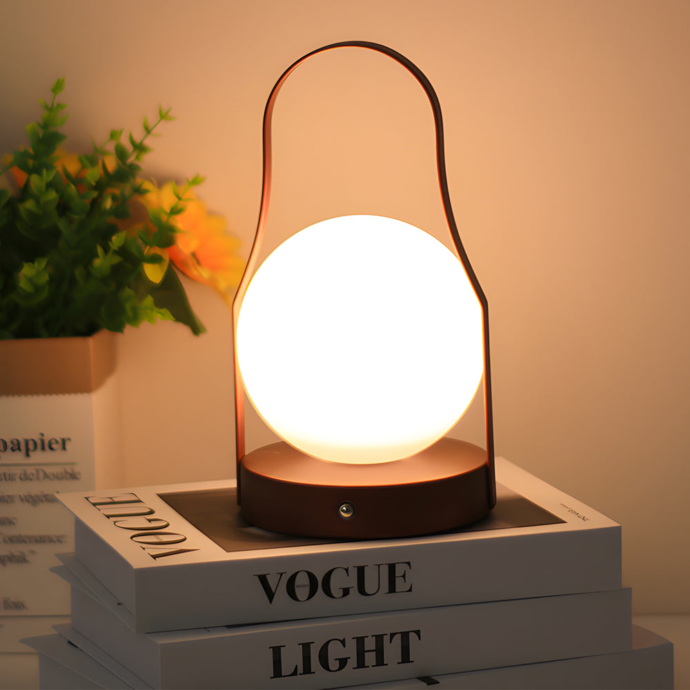 Portable Rechargeable LED Lantern with Brass Handle – Touch Control Cordless Table Lamp for Indoor & Outdoor