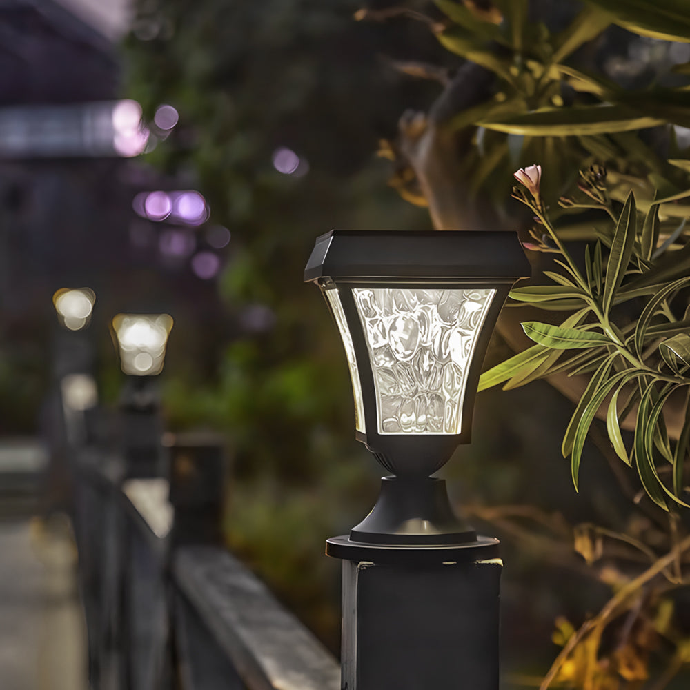 LED Solar Fence Post Cap Lights Waterproof Cast Lanterns Light