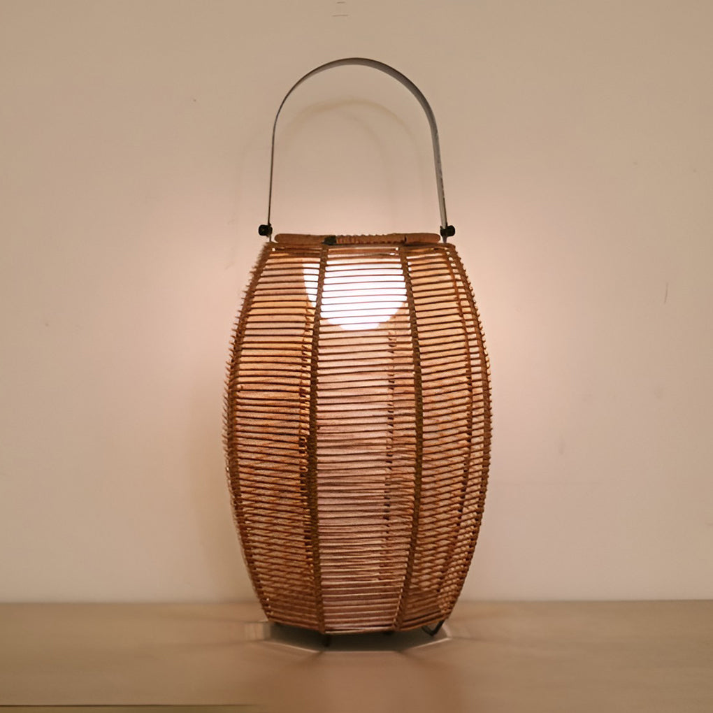 Rattan Floor Lantern LED Waterproof Portable Modern Outdoor Light