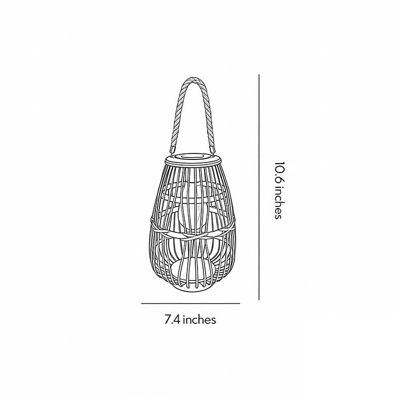 Rattan Solar Lantern Portable Waterproof Vintage Light