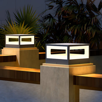 Hollow Square Pillar Light Waterproof Solar LED Fence Post Lamp