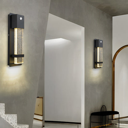 Rectangular Outdoor Wall Lights Minimalist Bubble Glass LED Light