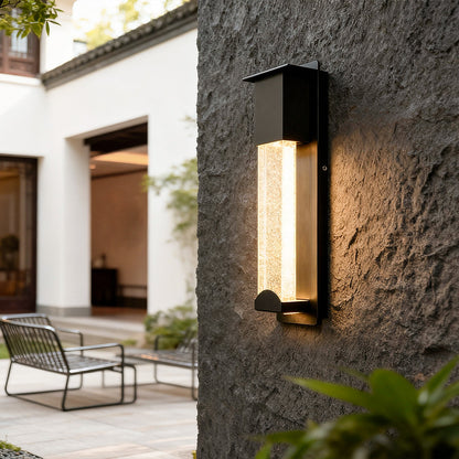 Rectangular Outdoor Wall Lights Minimalist Bubble Glass LED Light