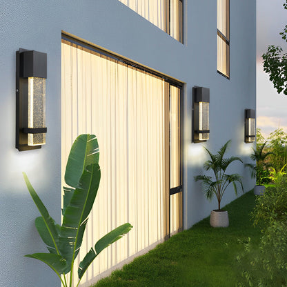 Rectangular Outdoor Wall Lights Minimalist Bubble Glass LED Light