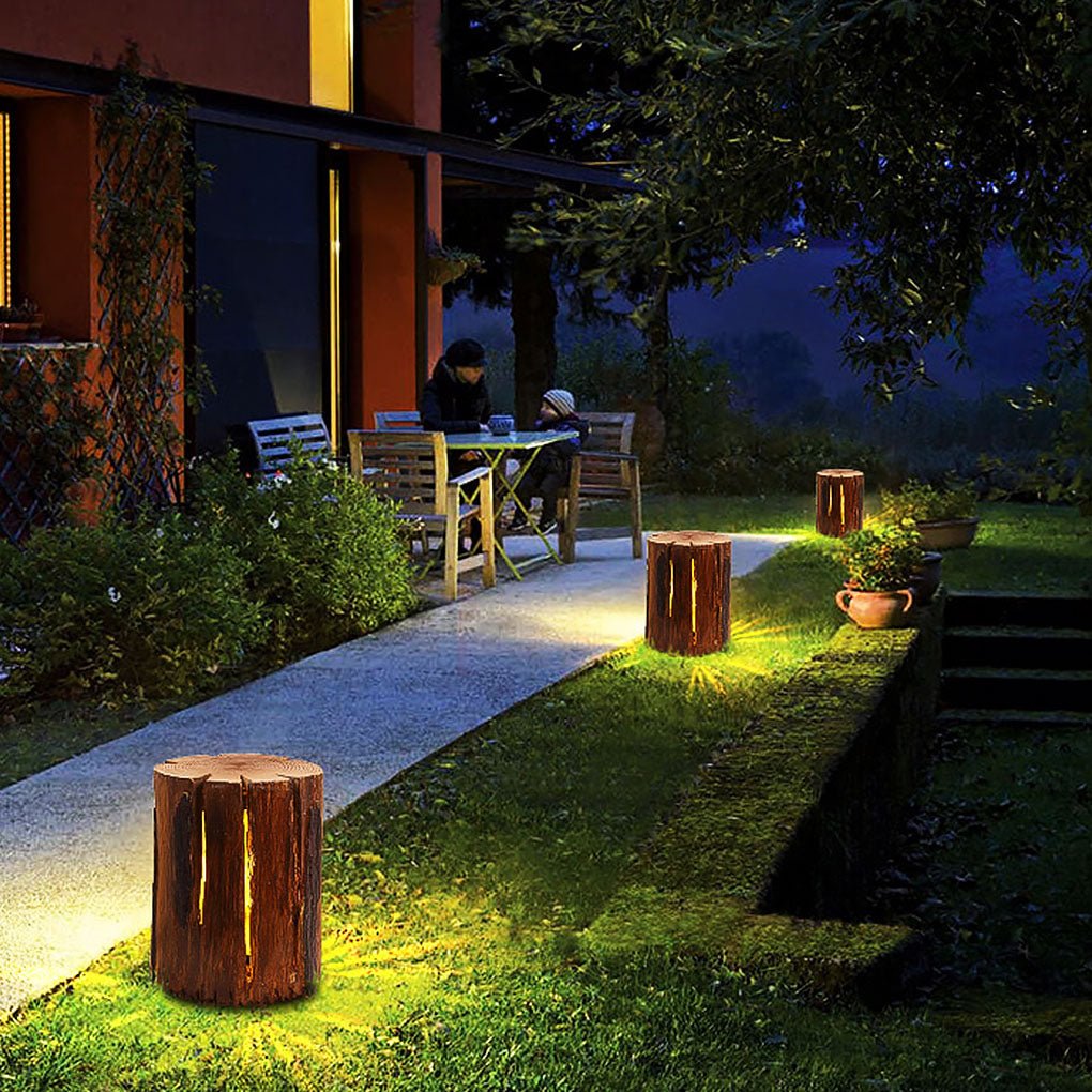 Tree Stump Lamp Resin Outdoor Vintage LED Decorative Garden Light