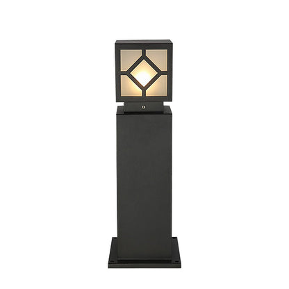 Elegant Solar-Powered Square Bollard Light Retro European Garden Lighting