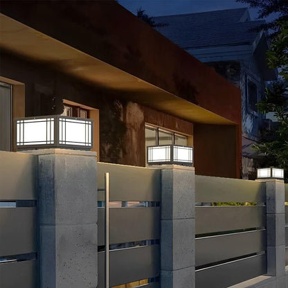 Square Pillar Light Vintage Grille Waterproof LED Light