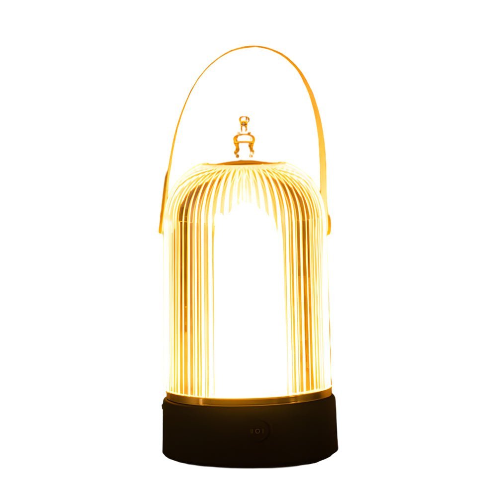 Ribbed Glass Table Lamp Lantern – Ambient LED Nightstand Light for Bedroom & Living Room