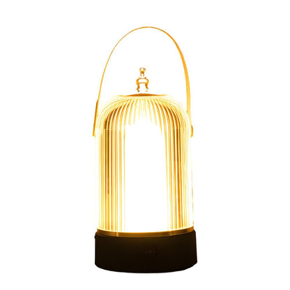 Ribbed Glass Table Lamp Lantern – Ambient LED Nightstand Light for Bedroom & Living Room