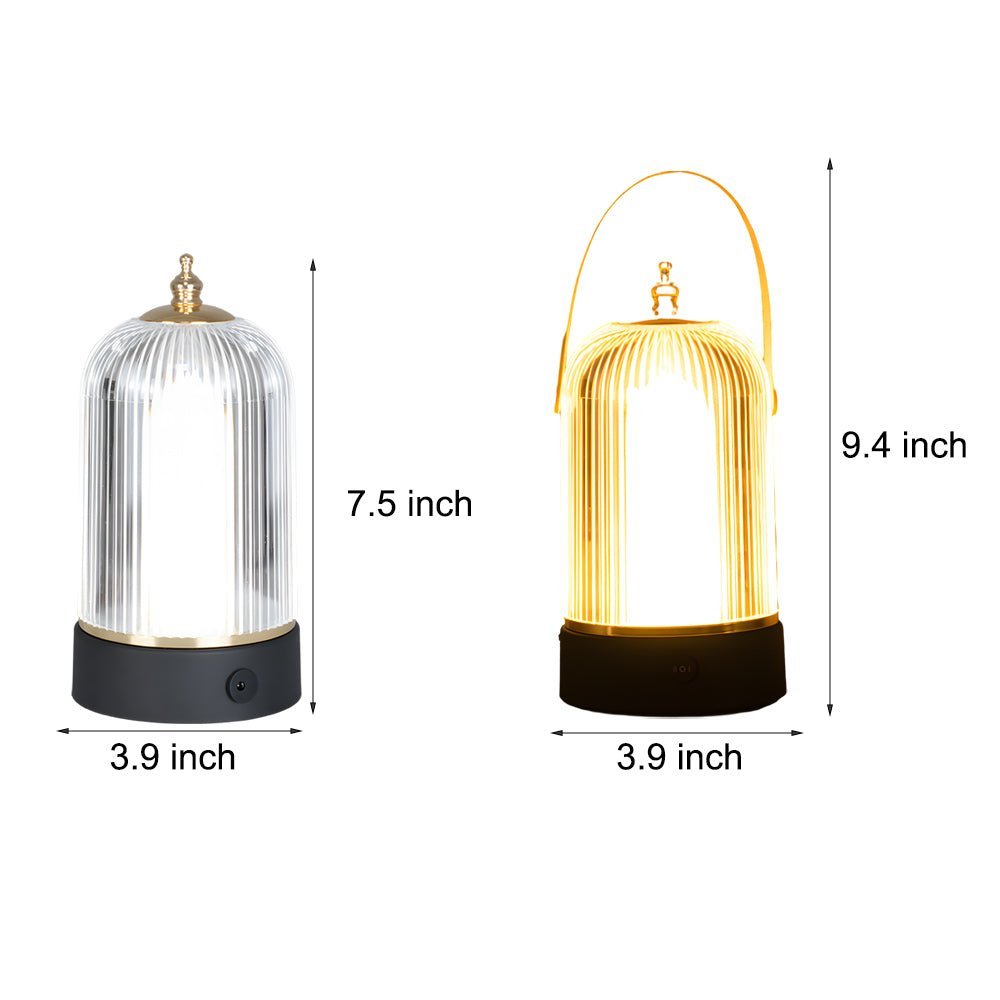 Ribbed Glass Table Lamp Lantern – Ambient LED Nightstand Light for Bedroom & Living Room