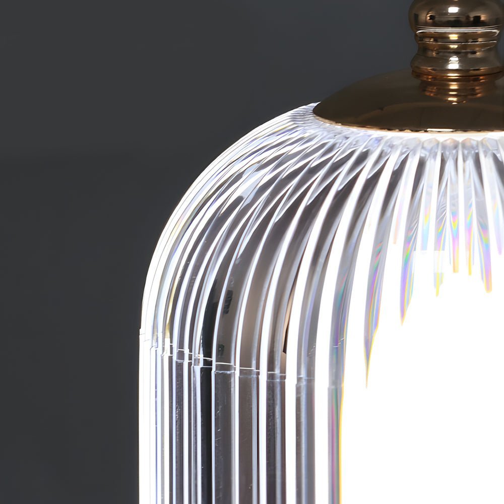 Ribbed Glass Table Lamp Lantern – Ambient LED Nightstand Light for Bedroom & Living Room