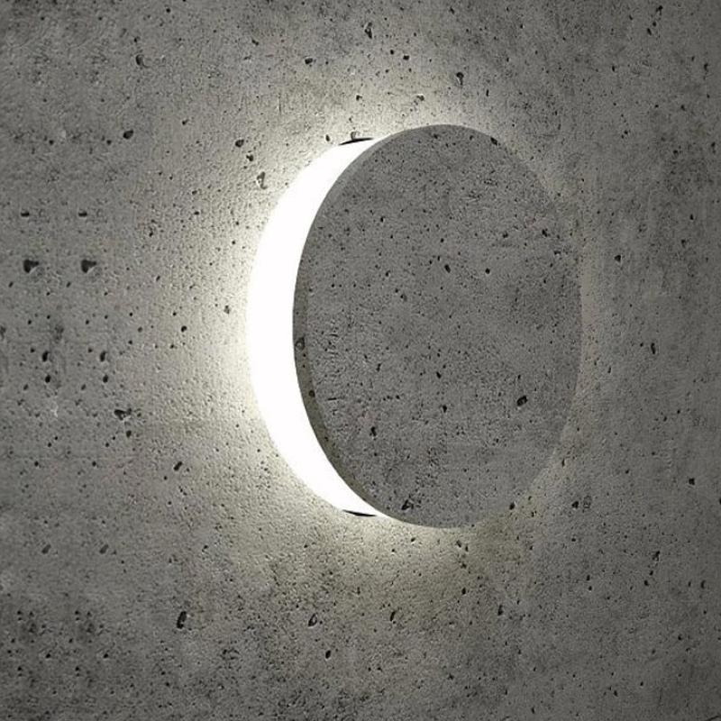 Round Exterior Wall Lights Gray Concrete LED Landscape Lighting