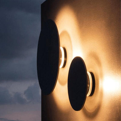 Round Exterior Wall Lights Gray Concrete LED Landscape Lighting