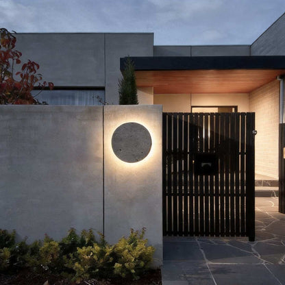 Round Exterior Wall Lights Gray Concrete LED Landscape Lighting