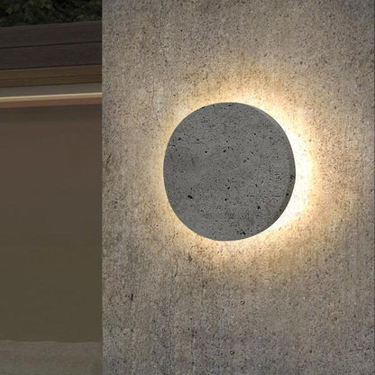 Round Exterior Wall Lights Gray Concrete LED Landscape Lighting