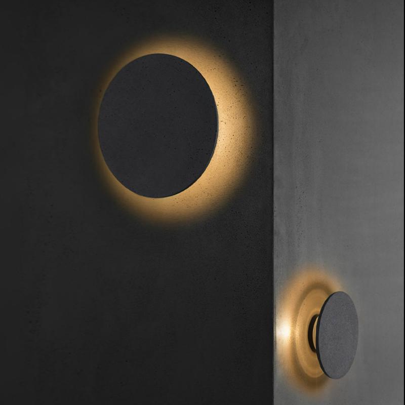 Round Exterior Wall Lights Gray Concrete LED Landscape Lighting