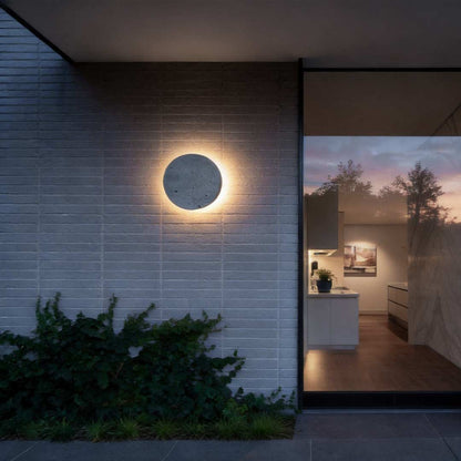 Round Exterior Wall Lights Gray Concrete LED Landscape Lighting