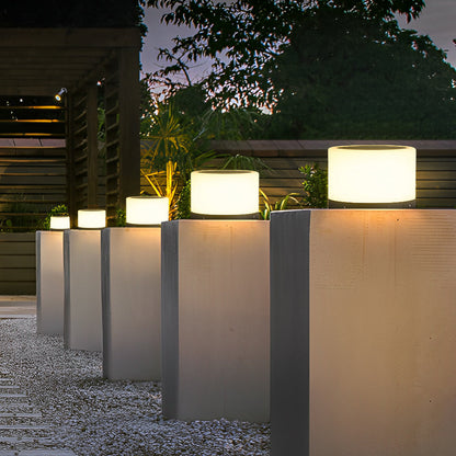 Round Pillar Lights Minimalist Solar-Powered Garden Light