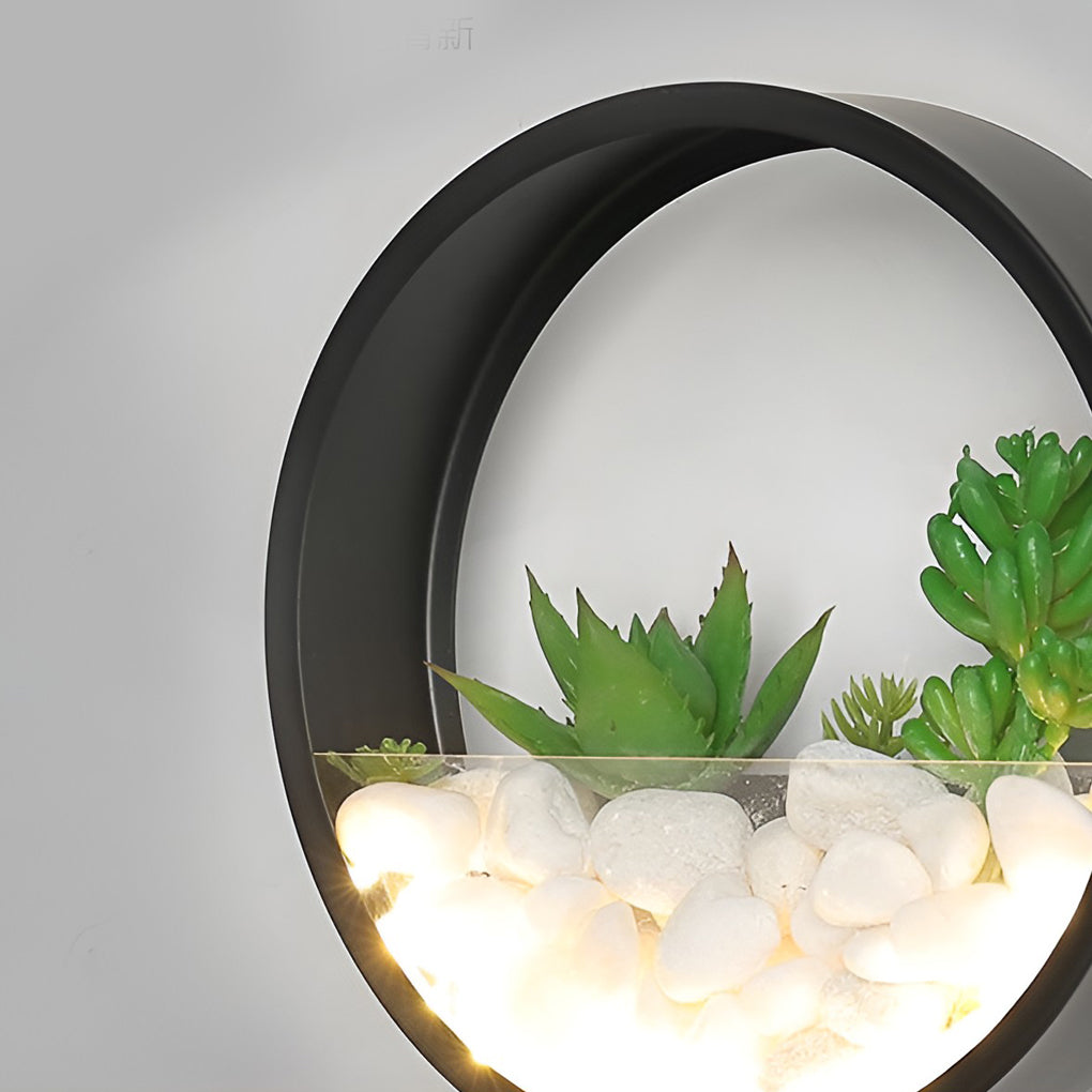 Round Plant Wall Lamp Natural LED Modern Outdoor Light