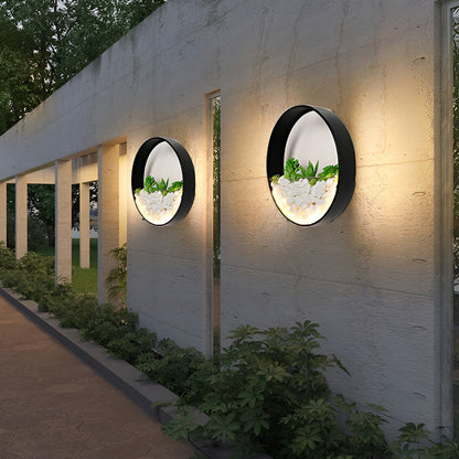 Round Plant Wall Lamp Natural LED Modern Outdoor Light