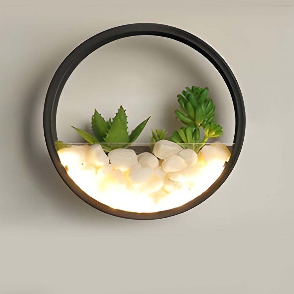 Round Plant Wall Lamp Natural LED Modern Outdoor Light