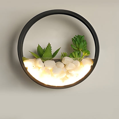 Round Plant Wall Lamp Natural LED Modern Outdoor Light