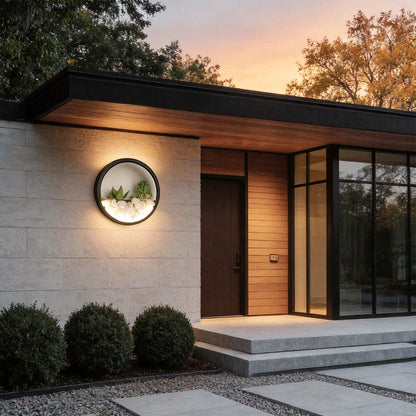 Round Plant Wall Lamp Natural LED Modern Outdoor Light