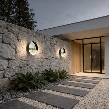 Round Plant Wall Lamp Natural LED Modern Outdoor Light