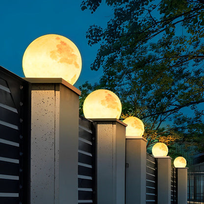 Moon-Shaped Stone Pillar Light – Solar & Hardwired Outdoor LED Decorative Post Cap Light