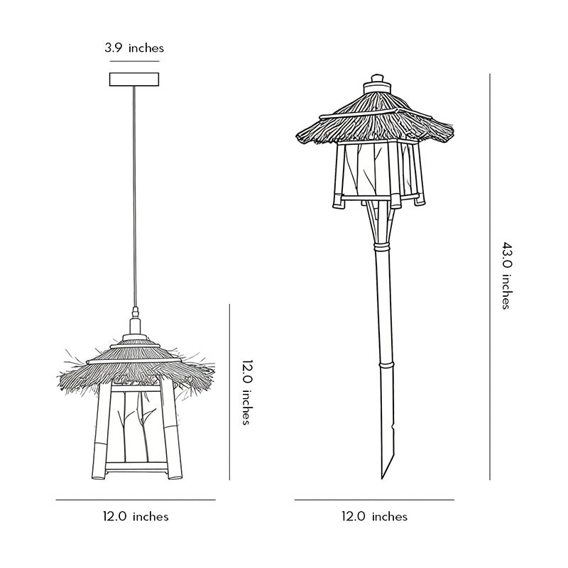 Bamboo Pendant Light Farmhouse Modern Atmosphere Lawn Light
