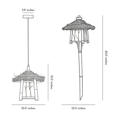 Bamboo Pendant Light Farmhouse Modern Atmosphere Lawn Light