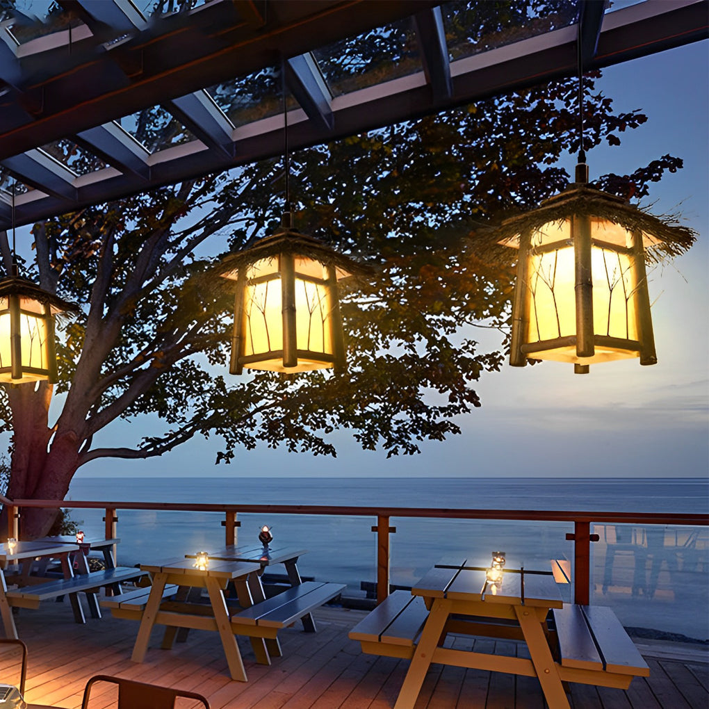 Bamboo Pendant Light Farmhouse Modern Atmosphere Lawn Light