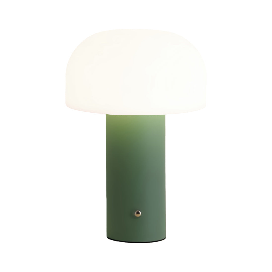 Nordic Mushroom-Shade Iron Table Lamp – Dimmable Rechargeable LED Novelty Accent Light for Bedroom & Living Room