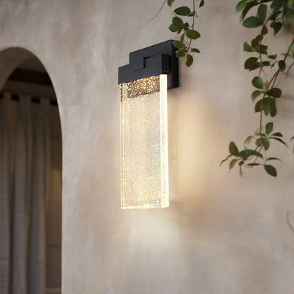 Seeded Crystal Outdoor Wall Lighting Rectangular LED Light