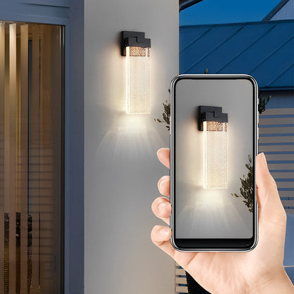Seeded Crystal Outdoor Wall Lighting Rectangular LED Light