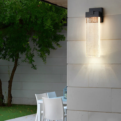 Seeded Crystal Outdoor Wall Lighting Rectangular LED Light