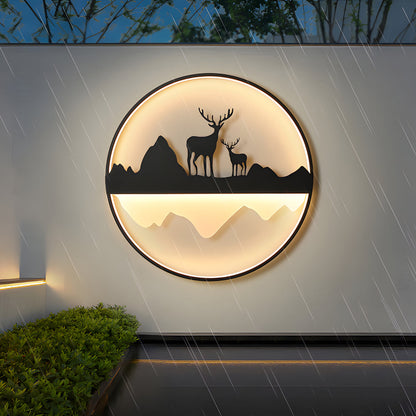 Silhouette Wall Light Outdoor Deer and Mountain LED Light