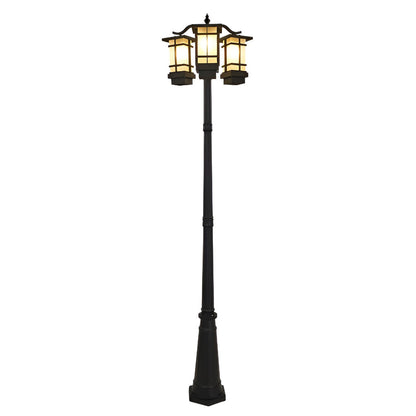 2 Head Outdoor Post Light Modern Black Waterproof Light