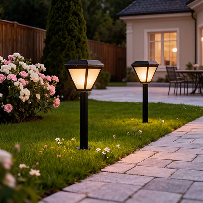 Solar Bollard Path Lights LED Outdoor Landscape Stake Light