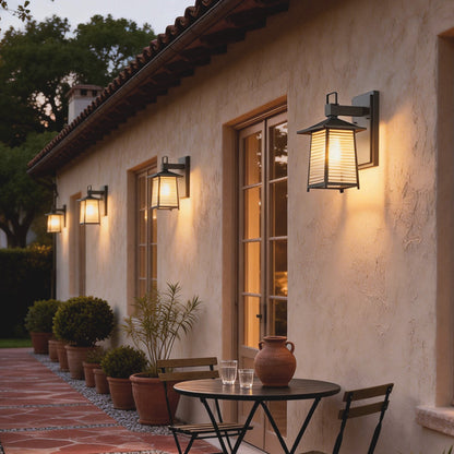 Lantern Outdoor Wall Lights Modern Waterproof Glass Light