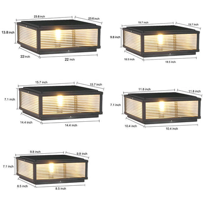 Square Pillar Light with Ribbed Glass – Solar & Hardwired Outdoor LED Landscape Post Cap Light