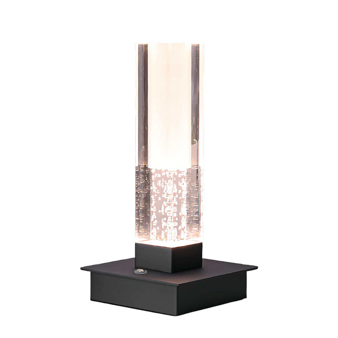 Cordless Square Table Lamp with Bubble Modern Design, Dimmable LED Nightstand Light
