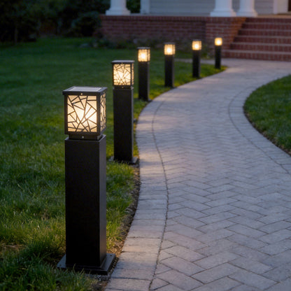 Solar Bollard Path Lights LED Black Waterproof Outdoor Lamp