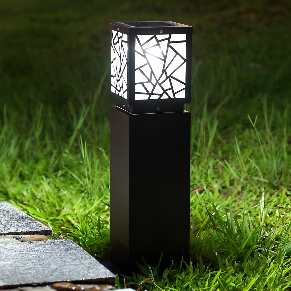 Solar Bollard Path Lights LED Black Waterproof Outdoor Lamp
