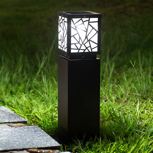 Solar Bollard Path Lights LED Black Waterproof Outdoor Lamp