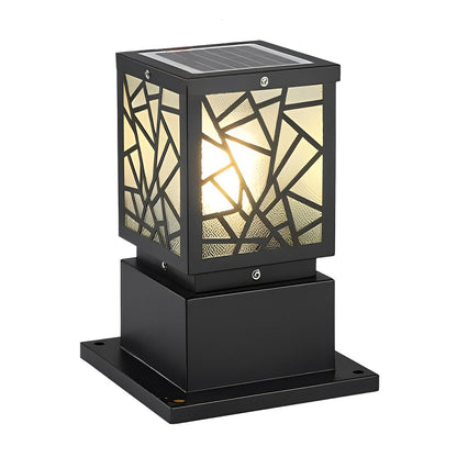 Solar Bollard Path Lights LED Black Waterproof Outdoor Lamp