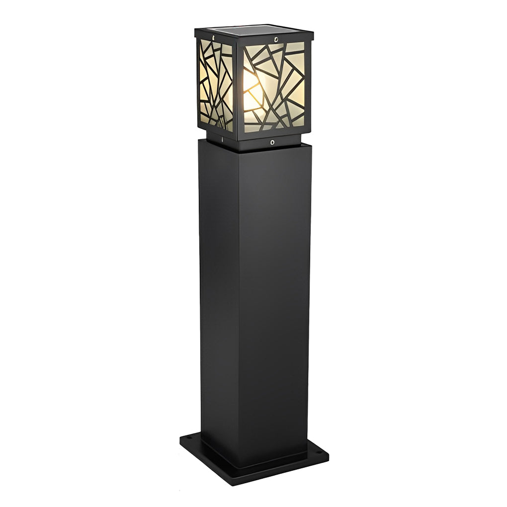 Solar Bollard Path Lights LED Black Waterproof Outdoor Lamp