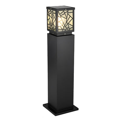 Solar Bollard Path Lights LED Black Waterproof Outdoor Lamp