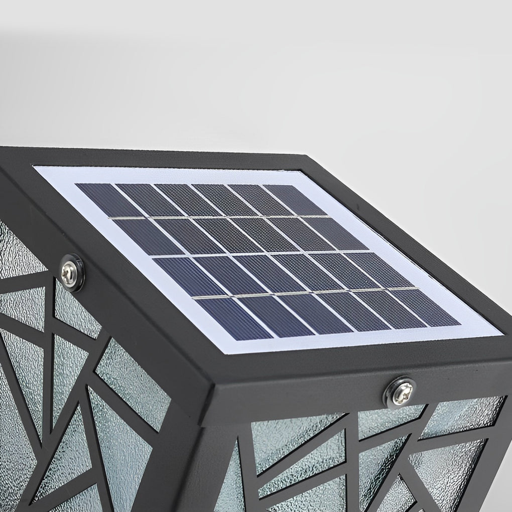 Solar Bollard Path Lights LED Black Waterproof Outdoor Lamp